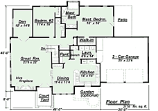 Southwest adobe ranch floorplan image