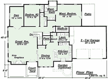 Click NOW to see a larger image of this Southwest style floor plan.